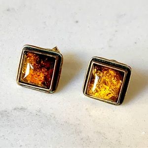 Sterling Amber Earrings
